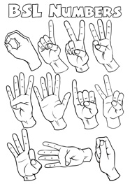 BSL Numbers Colouring Page.